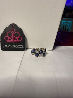 paparazzi Silver-Tone Ring with Deep Blue Cabochons